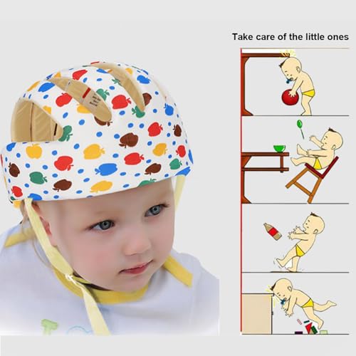 DearJoy Baby Head Protector for Safety Harness of Kids 6M to 3 Years- Baby Safety Helmet with Corner Guard Protection + Baby Kneepads for Crawling (Apple Print),Pack of 1, Multicolor - Image 4