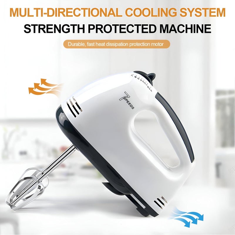 Powerful Blender - 260W Powerful Electric Hand Mixer with 7 Variable Speeds, Stainless Steel Whisks, Dough Hooks, Egg Separator for Smooth Mixing and Professional Quality Results in Your Own Kitchen - Image 2