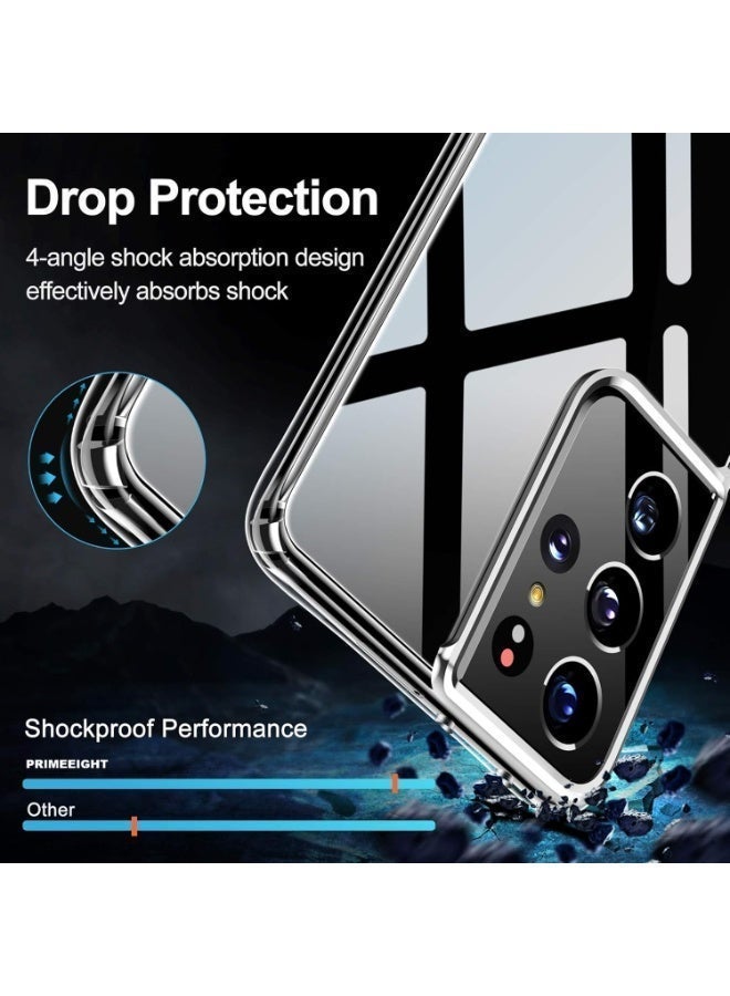 PRIMEEIGHT Transparent Crystal Clear Samsung S21 Ultra Case ANTI YELLOW Shockproof Curved Edges And HD Clear Anti Scratch S21 ultra - Image 2
