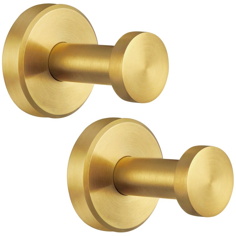 Angle Simple Towel Hooks SUS 304 Stainless Steel Coat Robe Wall Hooks Bathroom Hand Towel Hanger Brushed Dark Gold 2 Pack