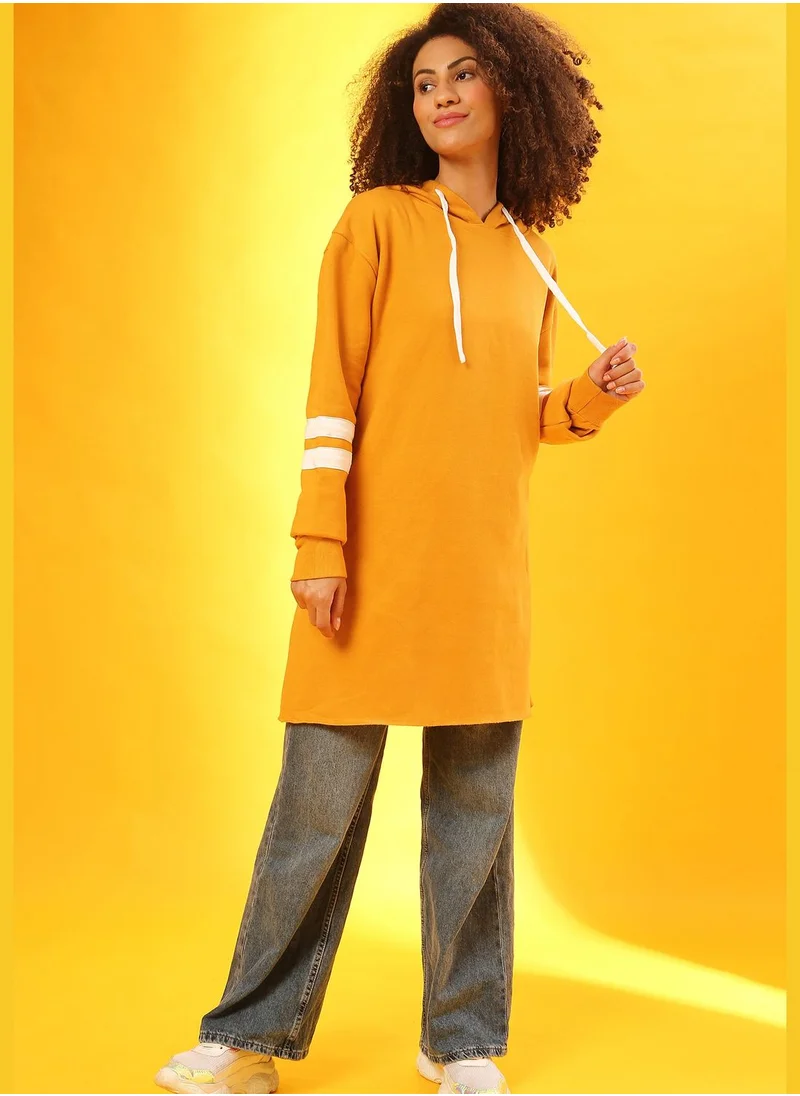 Campus Sutra Hoodie Neck Mini Dress