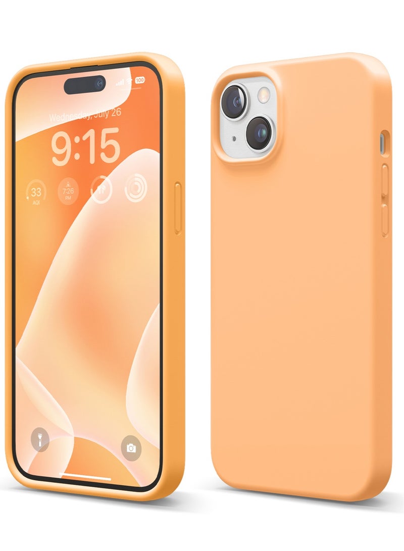 Elago Liquid Silicone for iPhone 15 PLUS Case Cover Full Body Protection, Shockproof, Slim, Anti-Scratch Soft Microfiber Lining - Orange
