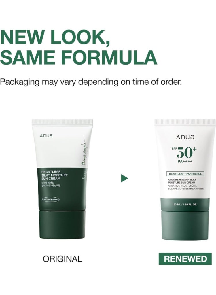 ANUA Heartleaf Silky Moisture Sun Cream SPF 50+ PA++++ Korean Sunscreen for Lightweight Daily UV Protection & Hydrated Skin 50mlml - Image 2