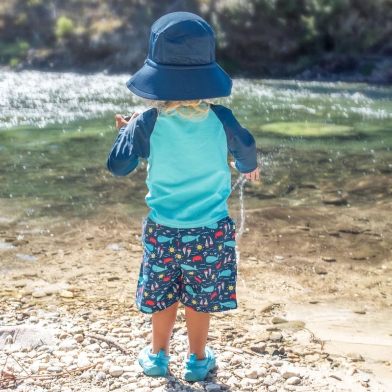 green sprouts i Play Breathable Infant Toddler Bucket Sun Protection & Swim Hat (Navy, 9-18 Months) - Image 2