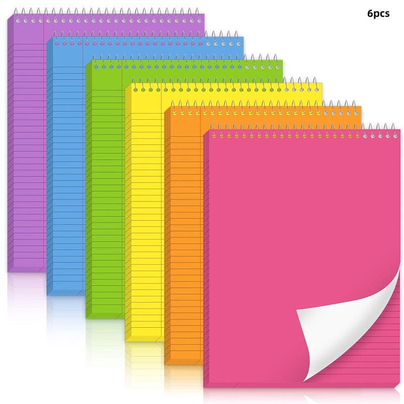 6 قطع دفاتر ملونة متعددة الألوان Spiral Bound م bound (ربما تحتاج إلى تأكيد على صحة الترجمة)، ورق المحاماة، ورق التصوير، المتعلقات المدرسية. - Image 4