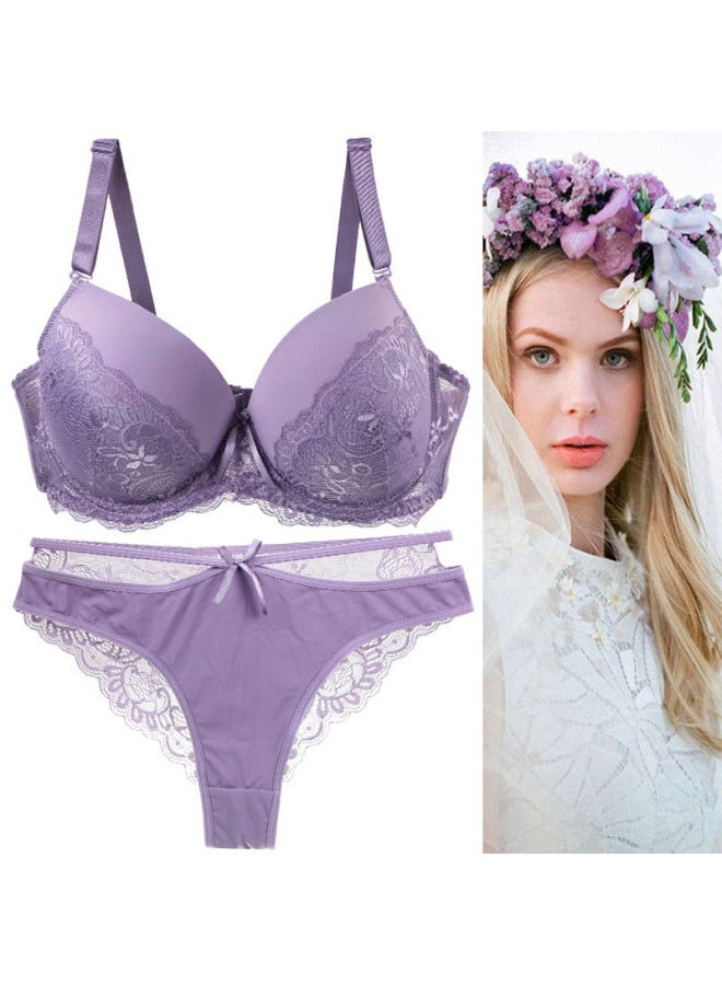 European And American Hot Underwear Large Size Lace Splicing Bra Briefs Light And Breathable Suit