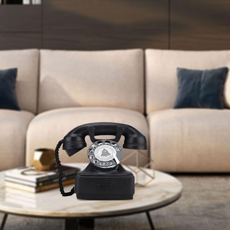 Retro Rotary Landline Phone, Resin Vintage Old Fashioned Corded Phones, Home Office Decor Ornament for Coffee Shops, Restaurants, Photograph Props - Image 2