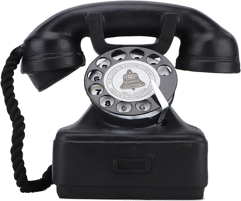 Retro Rotary Landline Phone, Resin Vintage Old Fashioned Corded Phones, Home Office Decor Ornament for Coffee Shops, Restaurants, Photograph Props - Image 1