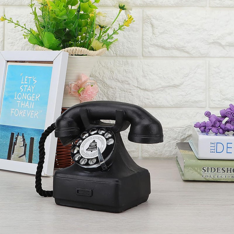 Retro Rotary Landline Phone, Resin Vintage Old Fashioned Corded Phones, Home Office Decor Ornament for Coffee Shops, Restaurants, Photograph Props - Image 3