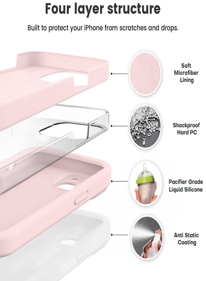 Vooii Compatible with iPhone 13 Case, Liquid Silicone Upgrade [Camera Protection] [Soft Anti-Scratch Microfiber Lining] Shockproof Phone Case for iPhone 13 6.1 inch - Chalk Pink - Image 2