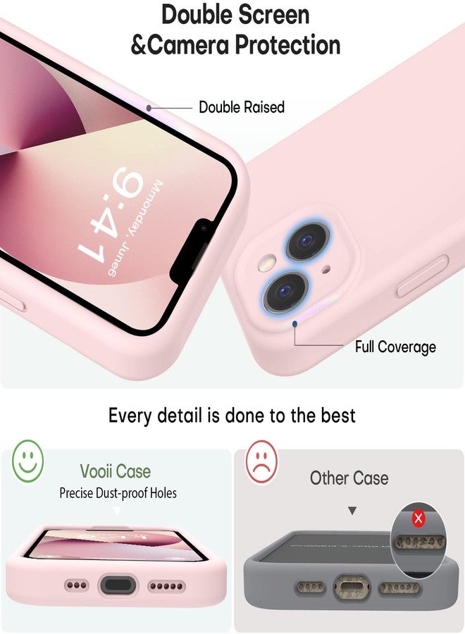 Vooii Compatible with iPhone 13 Case, Liquid Silicone Upgrade [Camera Protection] [Soft Anti-Scratch Microfiber Lining] Shockproof Phone Case for iPhone 13 6.1 inch - Chalk Pink - Image 3