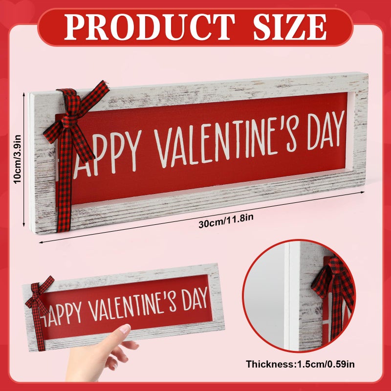 Yewfold Happy Valentine's Day Wooden Tabletop Sign, Vintage Valentines Wooden Table Decor for Home, Shelf, Mantel, Desk, Fireplace Decorations (valentines) - Image 3