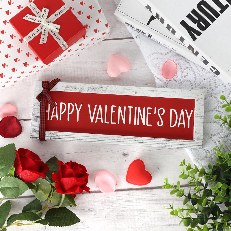 Yewfold Happy Valentine's Day Wooden Tabletop Sign, Vintage Valentines Wooden Table Decor for Home, Shelf, Mantel, Desk, Fireplace Decorations (valentines) - Image 5