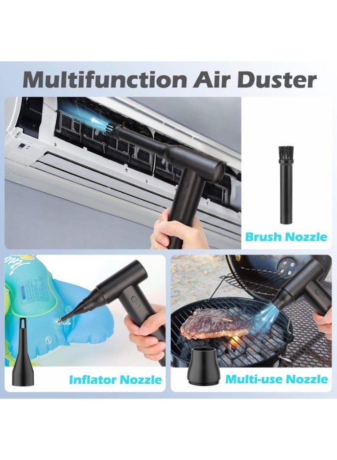 ليكسيس منفضة هواء مضغوط، معدنية بالكامل، بسرعة 130000 دورة في الدقيقة، قابلة لإعادة الشحن ببطارية 8000 مللي أمبير، مروحة توربو محمولة 7 في 1 قابلة لتعديل السرعة، مناسبة للوحة المفاتيح والسيارة والمنزل والسفر، لون أسود - Image 4