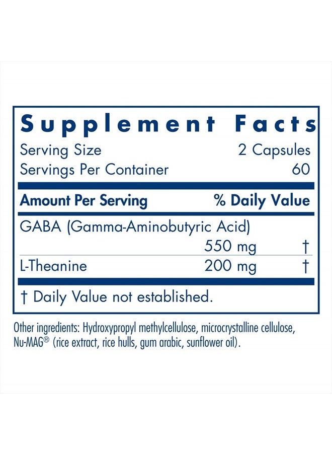 Allergy Research Group - 200mg of Zen Supplement - GABA, L-Theanine, Calmness Support, Day or Night, Hypoallergenic, Vegetarian Capsules - 120 Count - Image 1