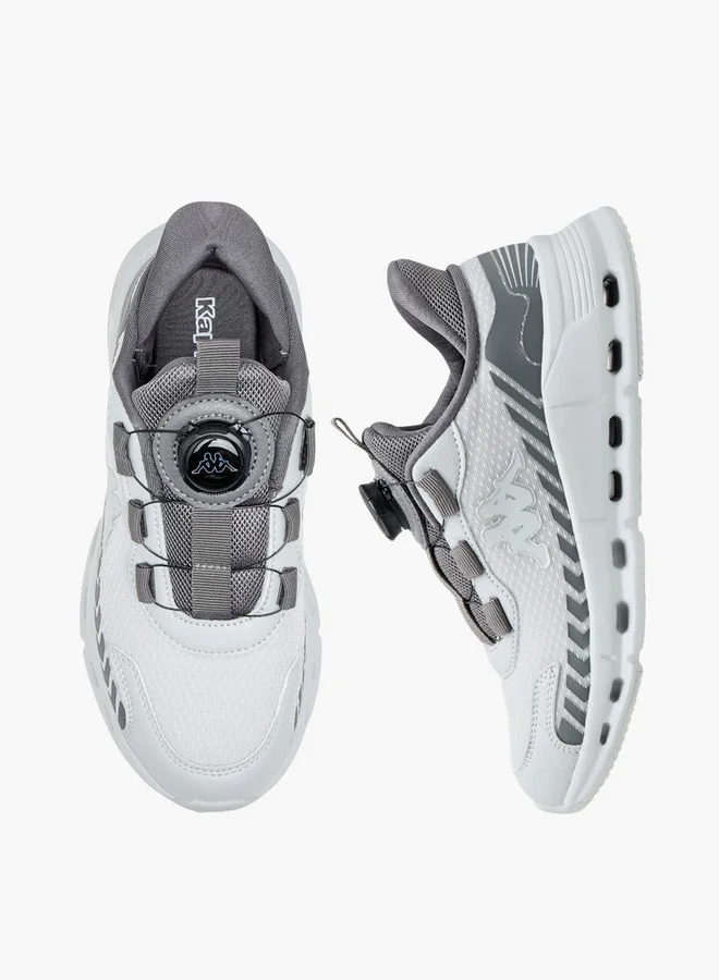 Kappa Boys' Logo Textured Sports Shoes with Rotating Buckle Closure