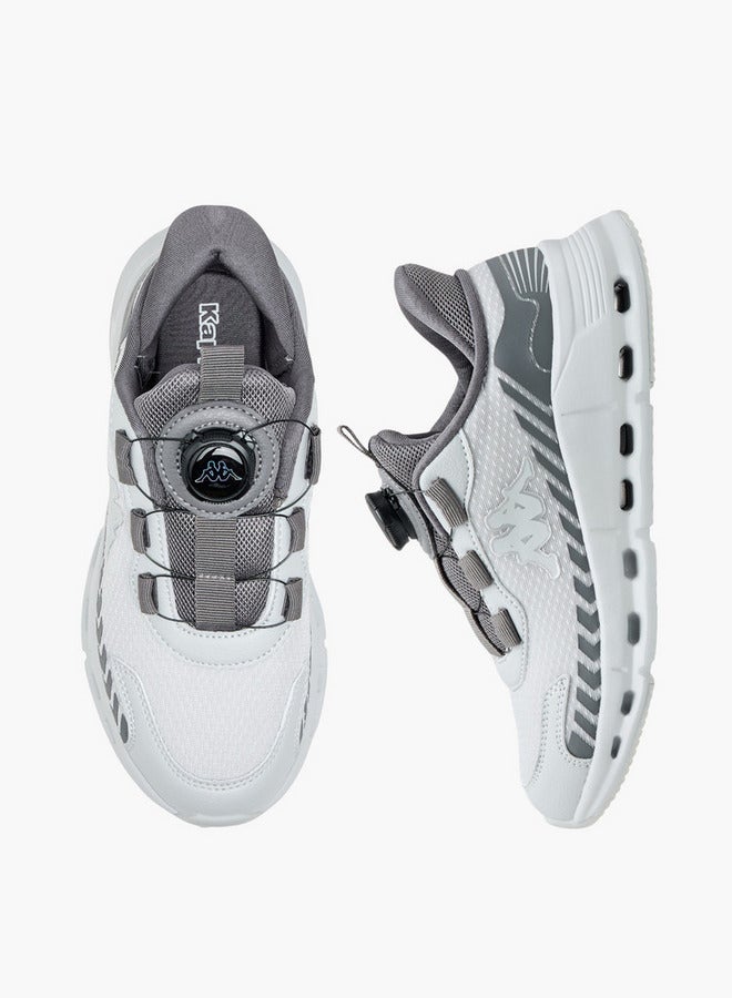 Kappa Boys' Logo Textured Sports Shoes with Rotating Buckle Closure - Image 1