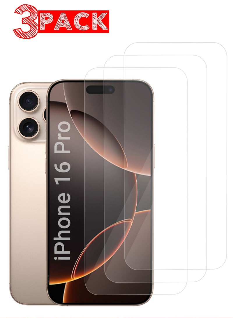 CATANES (for iPhone 16 Pro ) 3Packs Premium Tempered Glass Screen Protector Ultra Clear Scratch Resistant Easy Installation / Clear - Image 1