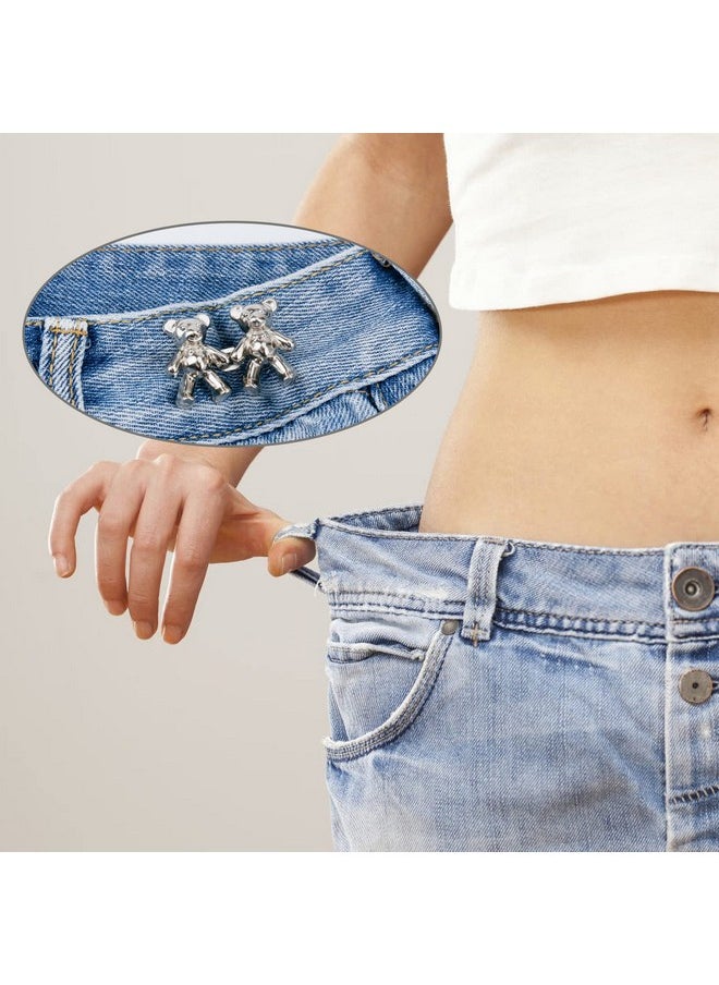 TOOVREN - Cute Bear Button Pins For Jeans No Sew And No Tools Instant Pant Waist Tightener Adjustable Jean Buttons Pins For Loose Jeans 4 Sets Replacement Pant Clips For Waist Buckle - Image 1