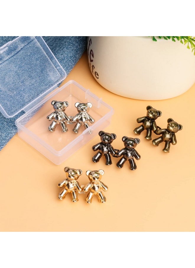 TOOVREN - Cute Bear Button Pins For Jeans No Sew And No Tools Instant Pant Waist Tightener Adjustable Jean Buttons Pins For Loose Jeans 4 Sets Replacement Pant Clips For Waist Buckle - Image 1