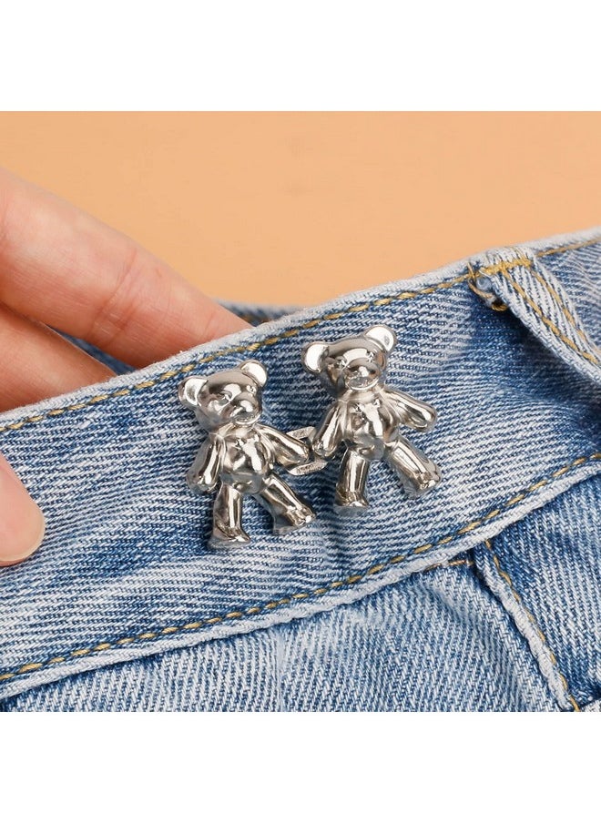TOOVREN - Cute Bear Button Pins For Jeans No Sew And No Tools Instant Pant Waist Tightener Adjustable Jean Buttons Pins For Loose Jeans 4 Sets Replacement Pant Clips For Waist Buckle - Image 1