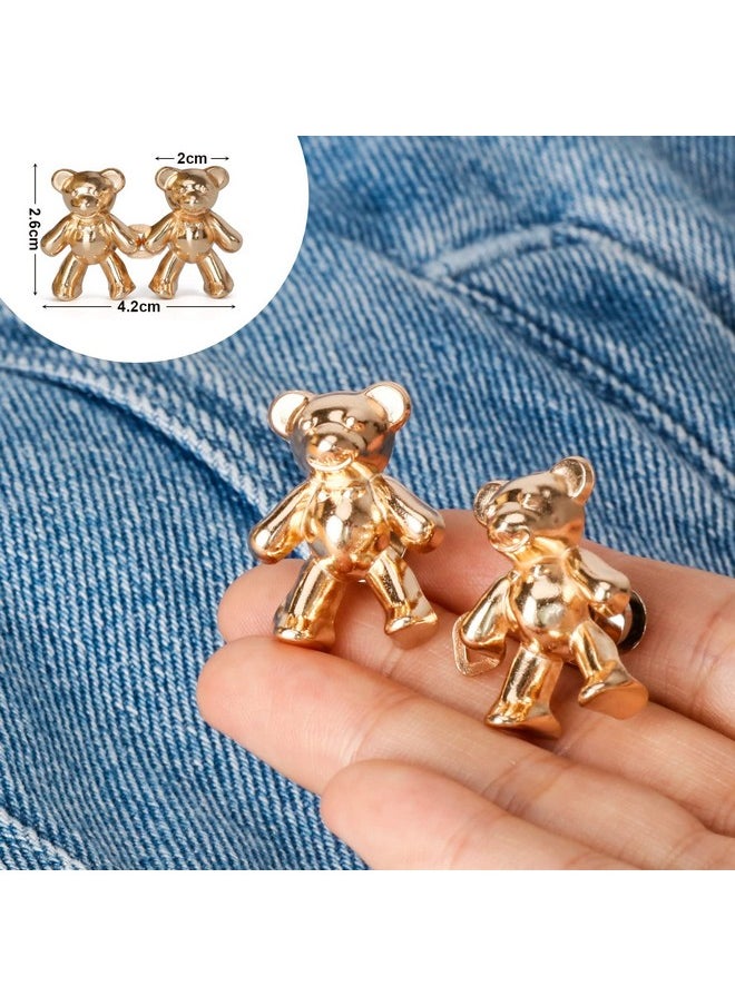 TOOVREN - Cute Bear Button Pins For Jeans No Sew And No Tools Instant Pant Waist Tightener Adjustable Jean Buttons Pins For Loose Jeans 4 Sets Replacement Pant Clips For Waist Buckle - Image 1