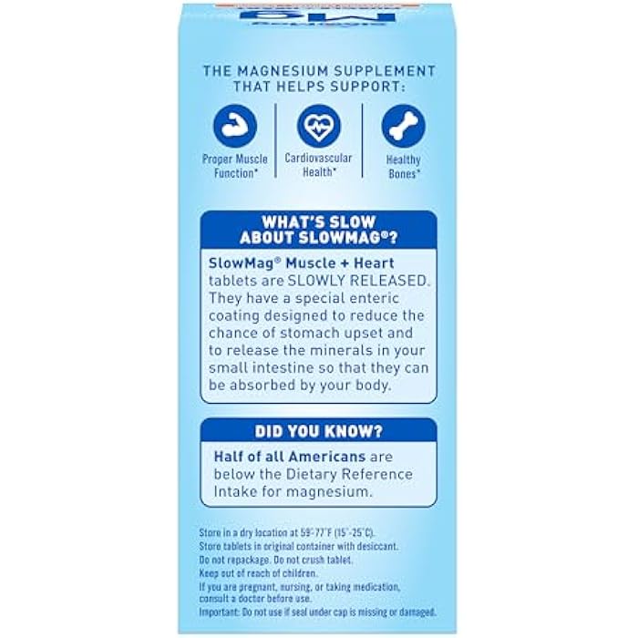 Slow-Mag SlowMag Muscle & Heart Magnesium Chloride Supplement with Calcium, 60 Count, Supports Muscle Relaxation, Heart, Nerve & Bone Health, High Absorption - Image 2