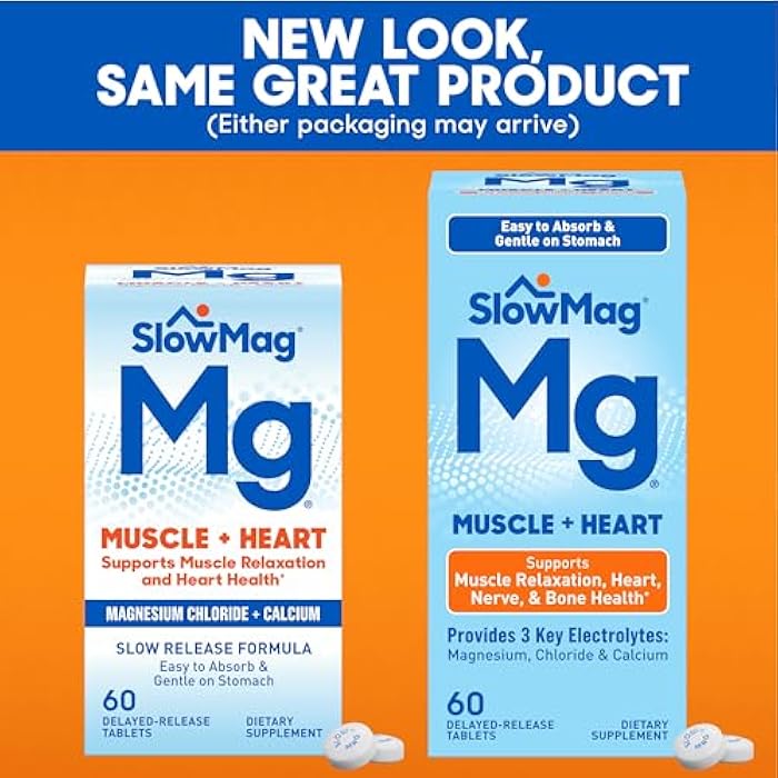 Slow-Mag SlowMag Muscle & Heart Magnesium Chloride Supplement with Calcium, 60 Count, Supports Muscle Relaxation, Heart, Nerve & Bone Health, High Absorption - Image 5