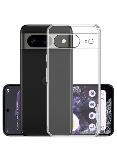 Google Pixel 8 Clear Case Soft Flexible Slim fit Lightweight TPU Transparent Back Cover with Camera Protection Designed for Google Pixel 8