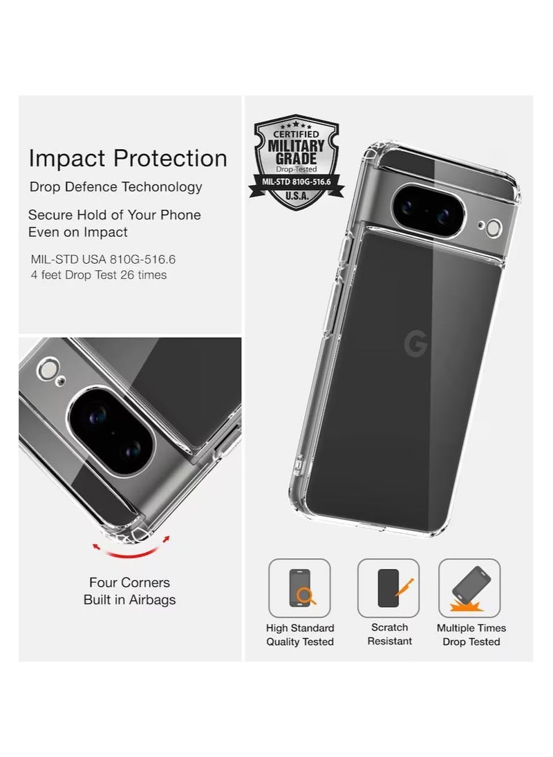 Google Pixel 8 Clear Case Soft Flexible Slim fit Lightweight TPU Transparent Back Cover with Camera Protection Designed for Google Pixel 8