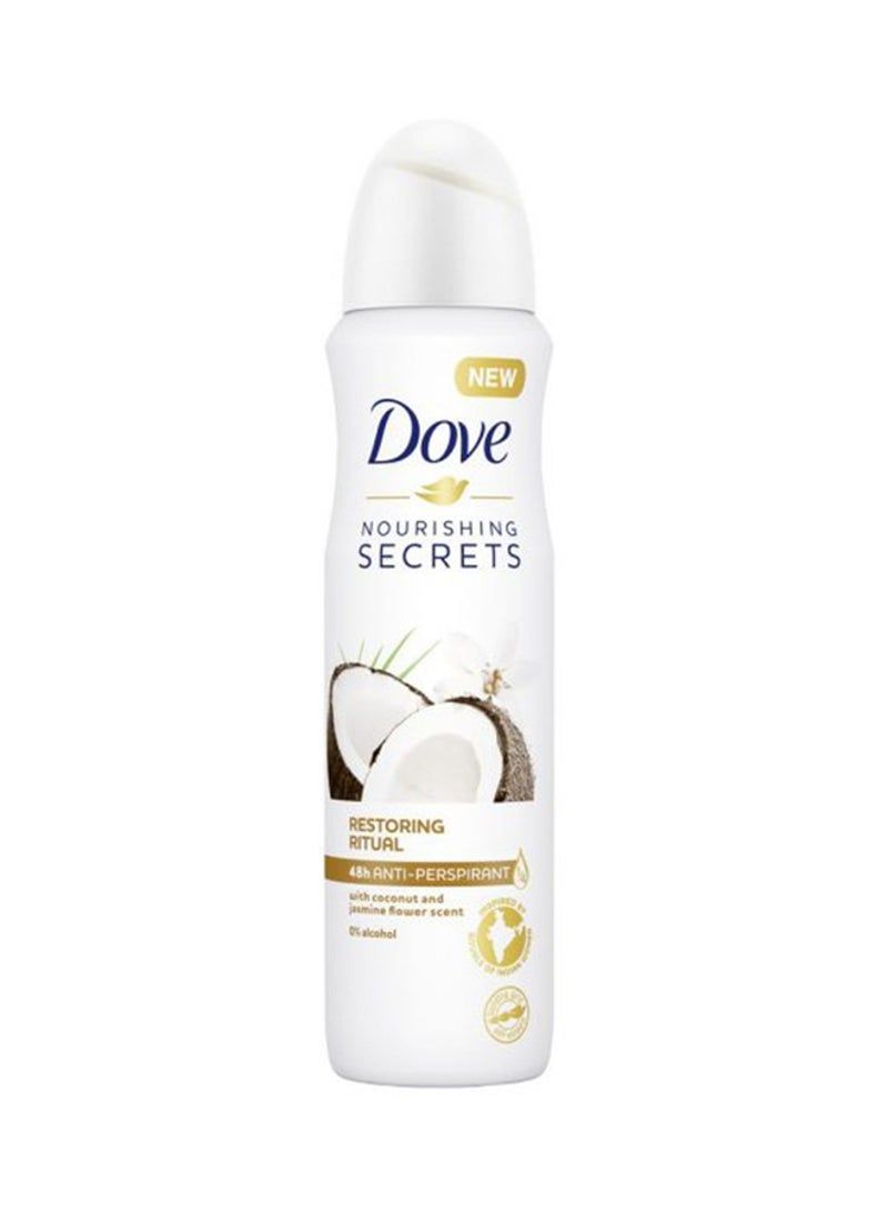 Nourishing Secrets Deodorant Spray with Coconut and Jasmine Flower Scent White 150ml