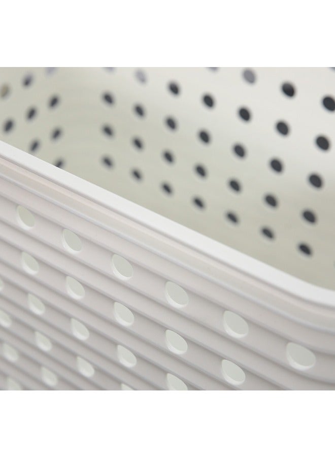 Inochi Tokyo Multi Purpose Storage Basket with Handle, Large size for Storage of Clothes, Toys, Kitchen Utensils and Other Household items,  High Quality PP, Lightweight White (43 x 28 x 24 cm) - Image 3