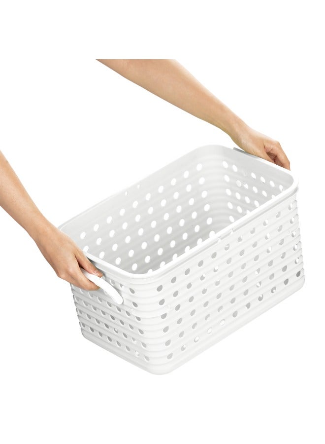 Inochi Tokyo Multi Purpose Storage Basket with Handle, Large size for Storage of Clothes, Toys, Kitchen Utensils and Other Household items,  High Quality PP, Lightweight White (43 x 28 x 24 cm) - Image 5