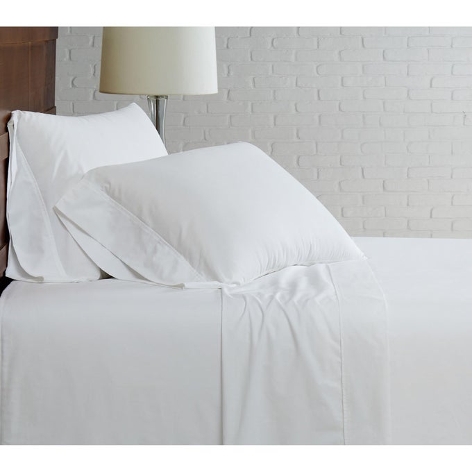SOLID PERCALE 200 THREAD COUNT SHEET SETS WHITE 100 COTTON 4PIECE QUEEN SHEET SET SOLID COLOR THEMED ADULT BEDDING OEKOTEX CERTIFIED
