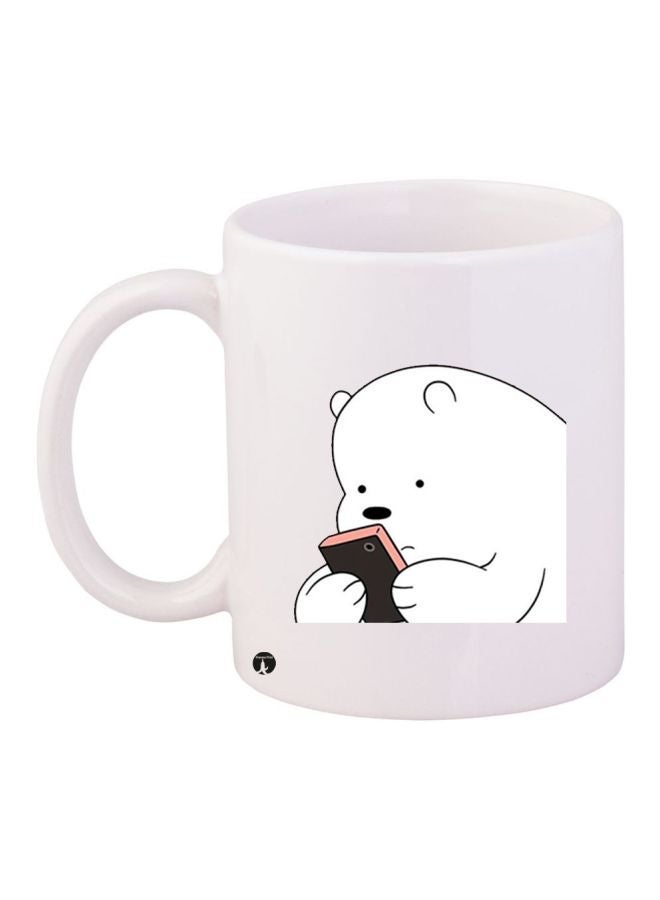 Bear Printed Coffee Mug White/Black/Pink 11ounce