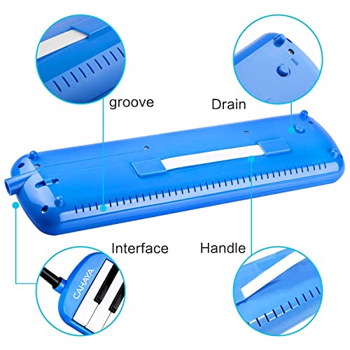 CAHAYA Melodica 2 Double Mouthpieces Tube Sets Melodicas Piano Style 32 Key Portable with Carrying Bag, Blue, CY0050-2 - Image 5