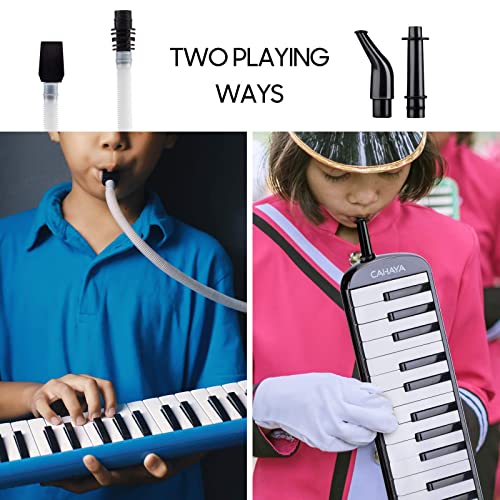 CAHAYA Melodica 2 Double Mouthpieces Tube Sets Melodicas Piano Style 32 Key Portable with Carrying Bag, Blue, CY0050-2 - Image 3