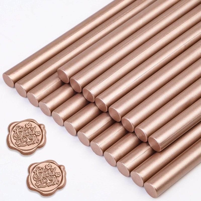 PAXCOO Sealing Wax Sticks, Paxcoo 20pcs Wax Seal Sticks, Glue Gun Sealing Wax Sticks for Wedding Invitations, Letter, Envelope, Cards and Crafts (Champagne Color) - Image 1