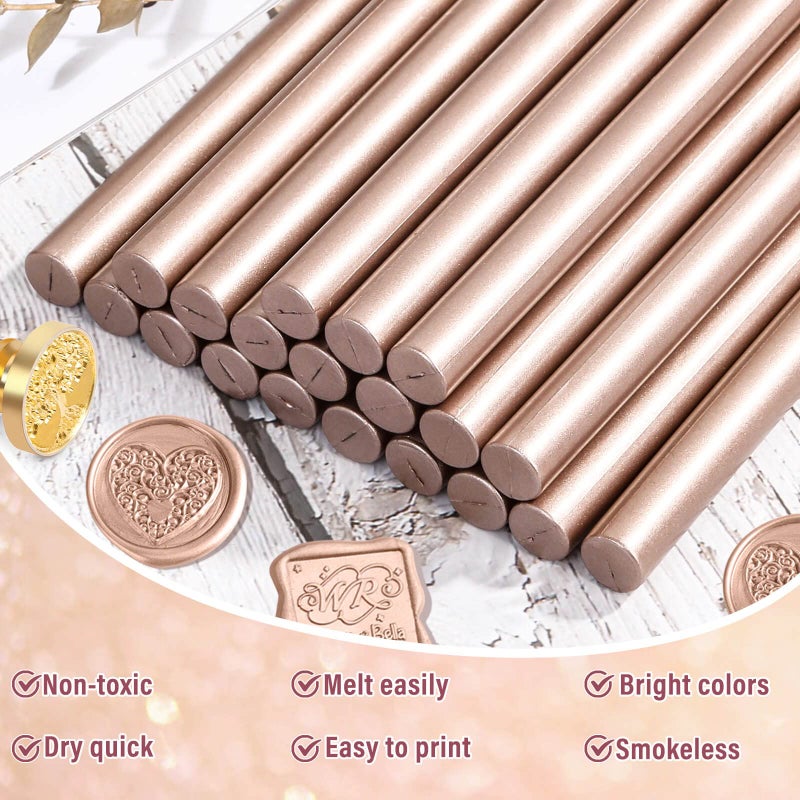PAXCOO Sealing Wax Sticks, Paxcoo 20pcs Wax Seal Sticks, Glue Gun Sealing Wax Sticks for Wedding Invitations, Letter, Envelope, Cards and Crafts (Champagne Color) - Image 3