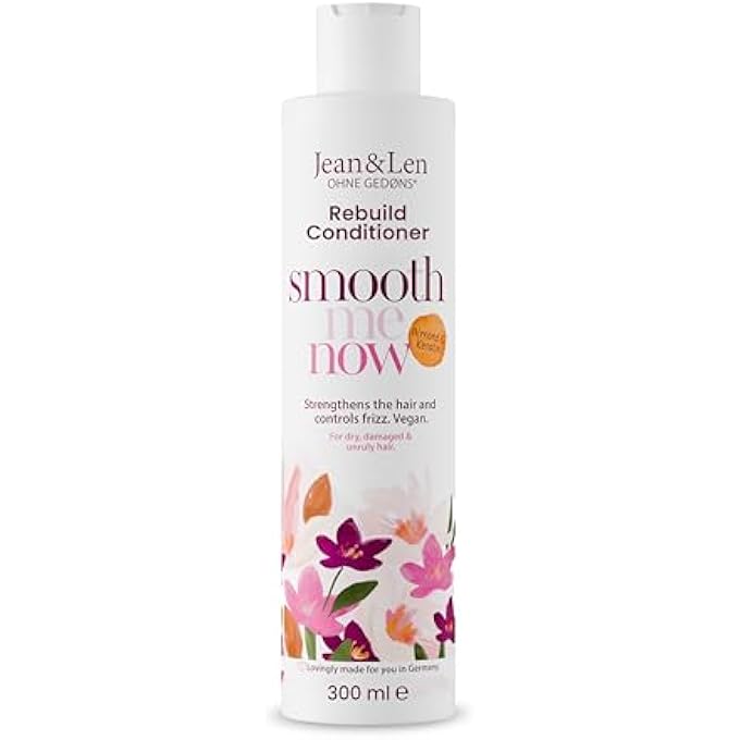 Jean & Len CONDITIONER RESTORATIVE ALMOND & KERATIN, FOR STRUCTURE-DAMAGED HAIR, TAMES FRIZZ AND GIVES SHINE, HAIR CONDITIONER WITH VEGETABLE KERATIN, PARABENS & SILICONES, VEGAN, 300 ML - Image 1