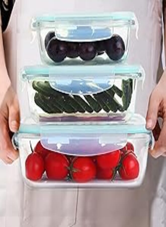Glass Meal Containers Glass (3Pcs,0.64+1.52+2.7L)