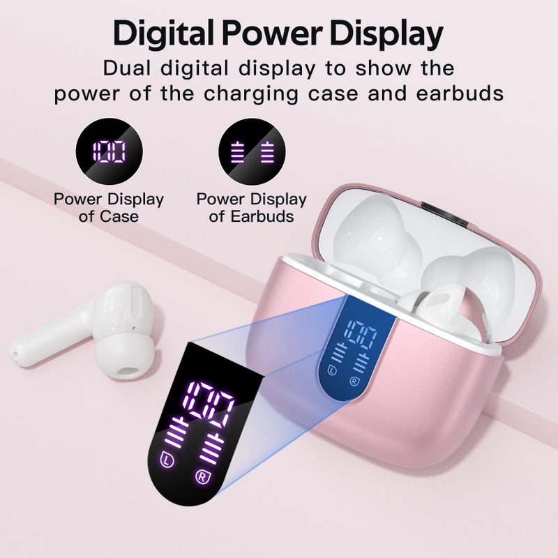 TAGRY Bluetooth Headphones True Wireless Earbuds 60H Playback LED Power Display Earphones with Wireless Charging Case IPX5 Waterproof in-Ear Ear buds with Mic for TV Smart Phone Laptop Computer Sports - Image 2