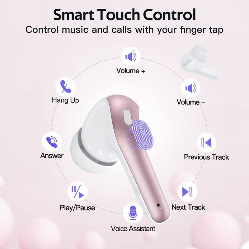 TAGRY Bluetooth Headphones True Wireless Earbuds 60H Playback LED Power Display Earphones with Wireless Charging Case IPX5 Waterproof in-Ear Ear buds with Mic for TV Smart Phone Laptop Computer Sports - Image 4