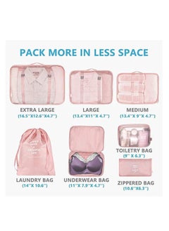 Arabest Travel Organizer Bag - Set of 7 Reusable Portable Travel Bags for Luggage Organizer Bags, Storage Bags, Compression Bags, Travel Bags with Zippers  - Image 3