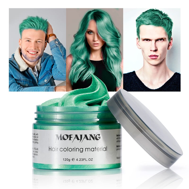 TailaiMei Temporary Green Hair Color Wax 423oz Instant Hairstyle Mud Cream Hair Pomades for Party Cosplay Nightclub Masquerade HalloweenGreen