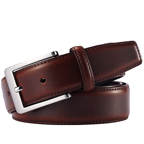 XOUXOU Men's Casual Leather Jeans Belts Classic Work Business Dress Belt with Prong Buckle for Men (Brown (S101), 36 (Waist 34)) - Image 2