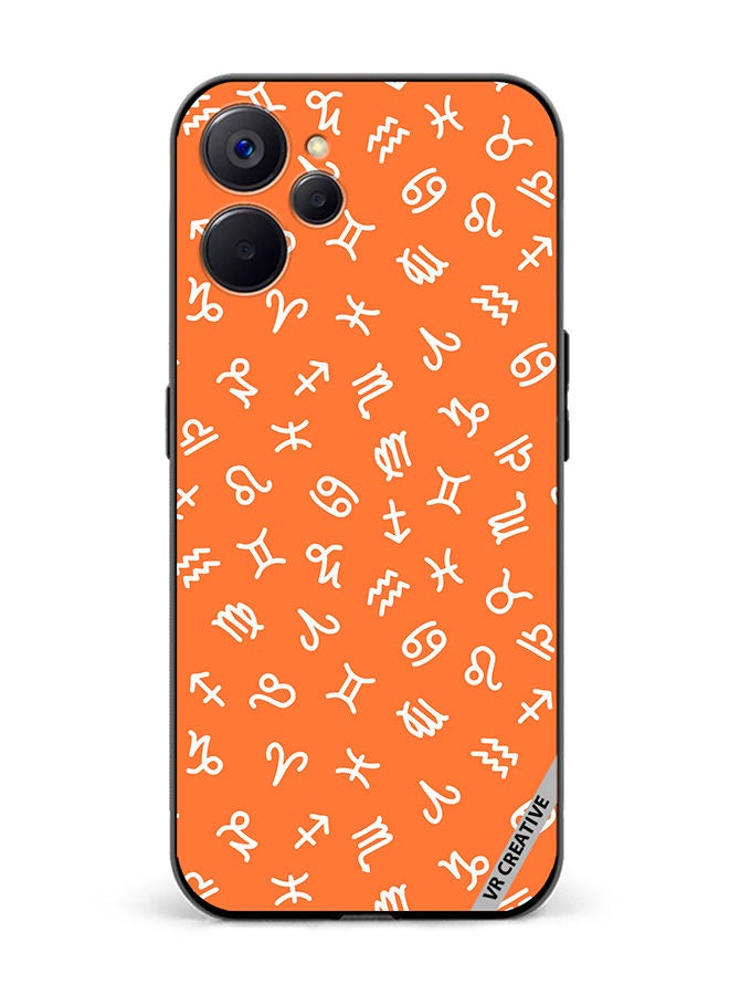 VR CREATIVE Protective Case Cover For Realme 10 5G Orange Seamless Pattern With White Zodiac Signs Design Multicolour - Image 1