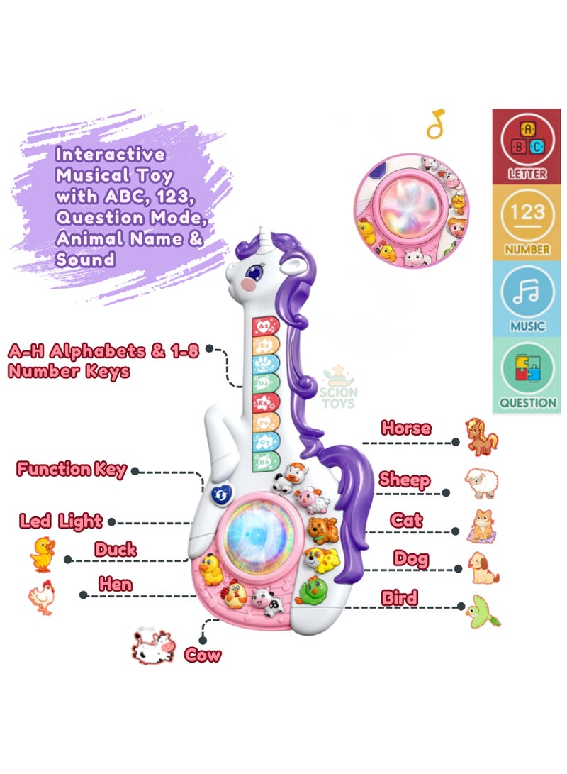 Scion Toys Toys for 1-3 Year Old Girl Birthday Gifts: Baby Musical Unicorn Toys 12-18-24 Months, Early Development Educational ABC, Animal, Numbers Guitar for Toddlers 2+, Infant 1st First Interactive Learning Birthday Present UAE - Image 2