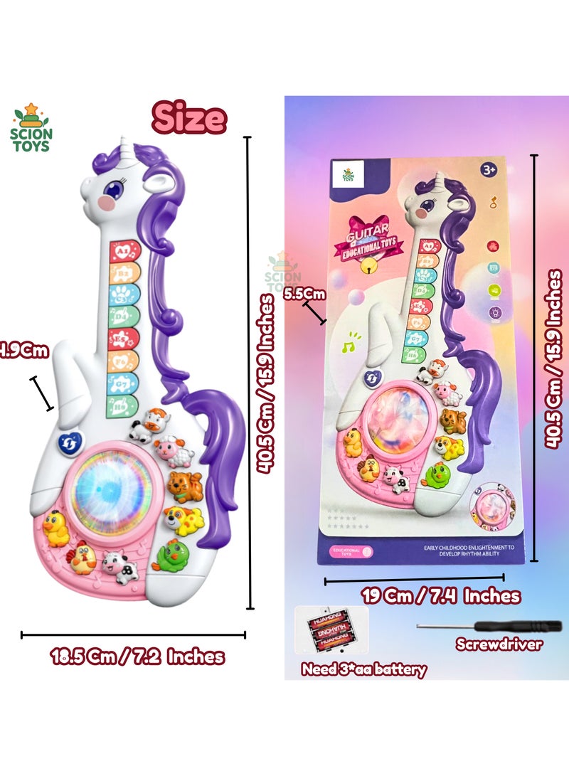 Scion Toys Toys for 1-3 Year Old Girl Birthday Gifts: Baby Musical Unicorn Toys 12-18-24 Months, Early Development Educational ABC, Animal, Numbers Guitar for Toddlers 2+, Infant 1st First Interactive Learning Birthday Present UAE - Image 3