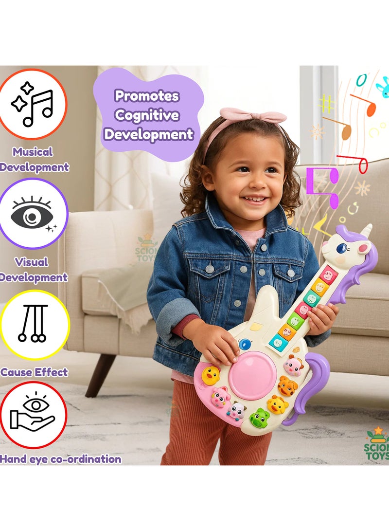 Scion Toys Toys for 1-3 Year Old Girl Birthday Gifts: Baby Musical Unicorn Toys 12-18-24 Months, Early Development Educational ABC, Animal, Numbers Guitar for Toddlers 2+, Infant 1st First Interactive Learning Birthday Present UAE - Image 5
